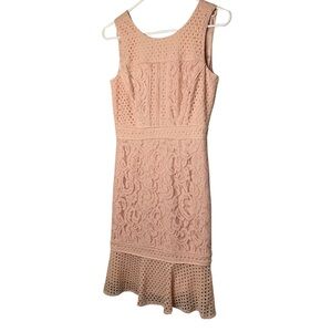 ANTONIO MELANI Pink/Peach Lace Cocktail Pencil Sleeveless Dress Size 2